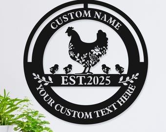 Custom Metal Chicken Coop Sign, Farmhouse Hen House Decor