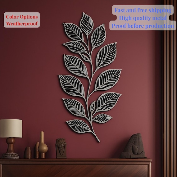 Minimalist Metal Leaf Wall Art: Modern Botanical Sculpture