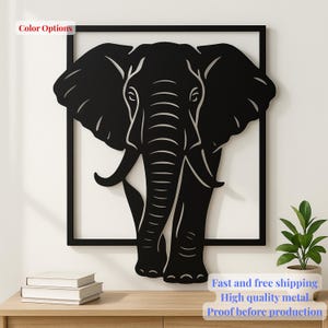 Elefante de metal cortado con láser para pared, decoración de safari para habitación infantil