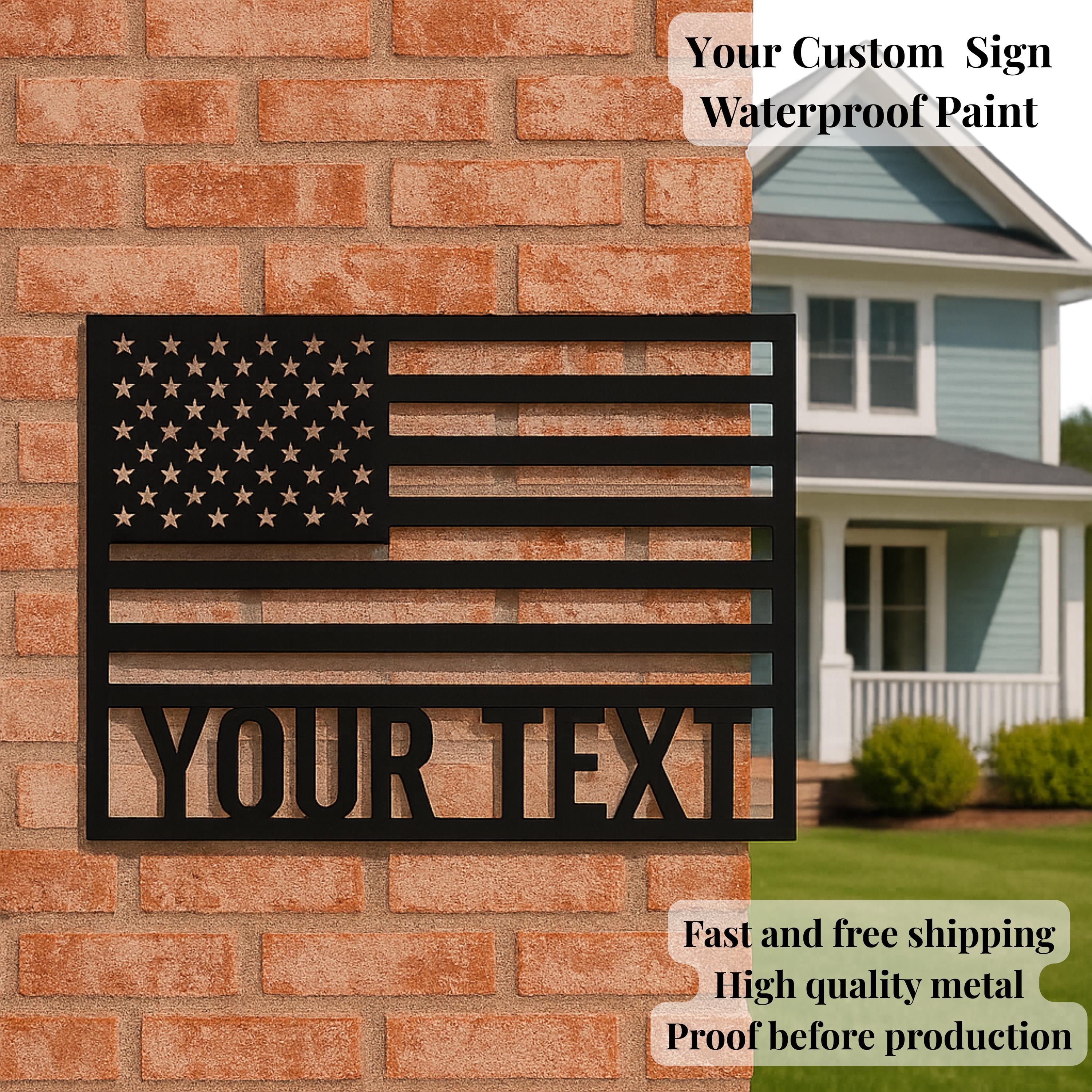 Custom Metal American Flag Sign: Patriotic Wall Art