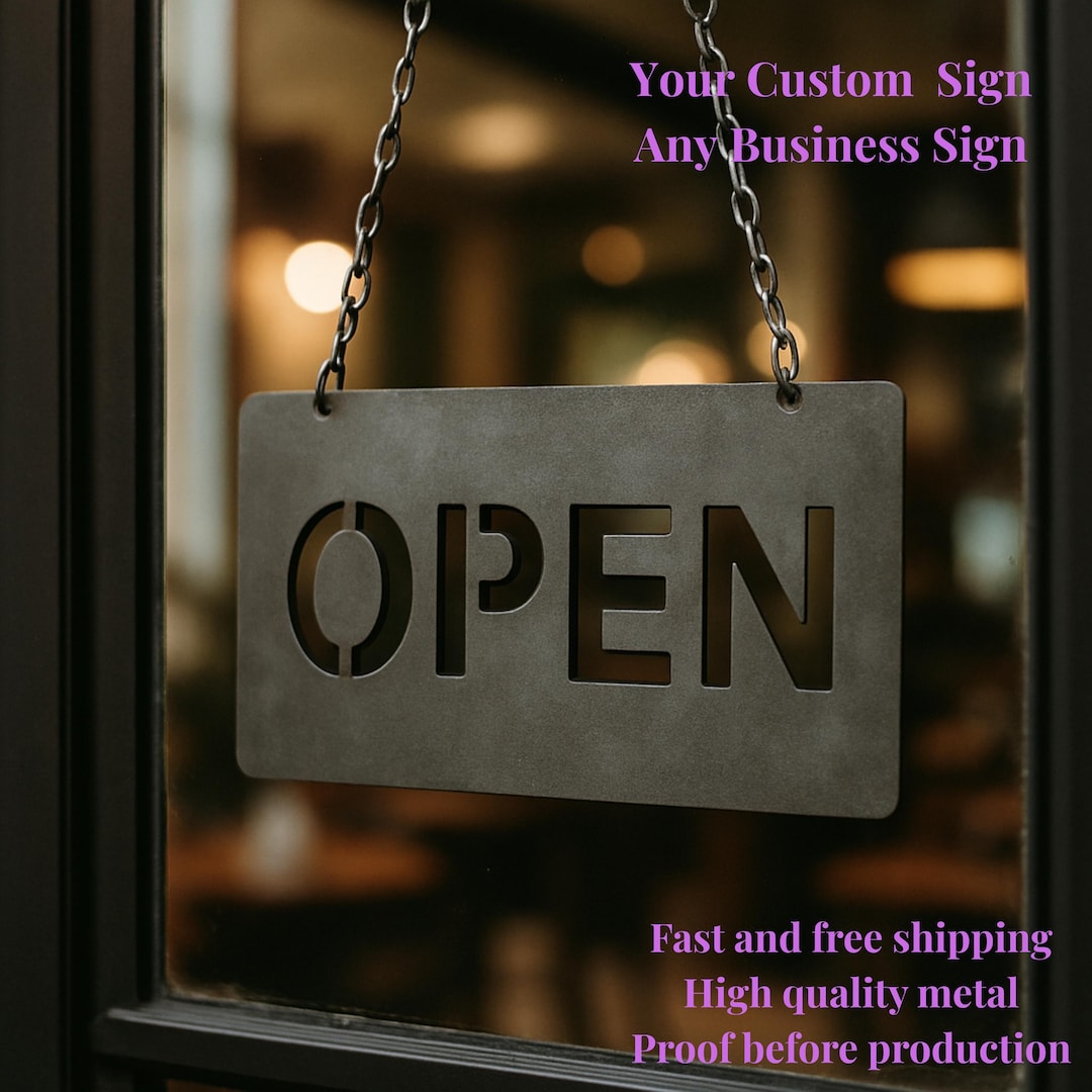 Custom Metal Open Closed Sign: Rustic Business Door Hanger - Etsy