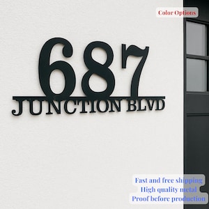 Modern Metal House Number Sign Address Number with Street Name Retro House Number  MCM Address Number Street Name Realtor Gift Housewarming