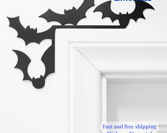 Adorno de puerta de murciélago metálico para Halloween, decoración gótica navideña