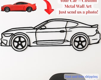 Custom Car Silhouette, Metal Wall Line Art, Personalized Garage Decor