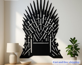 Iron Throne Inspired Metal Wall Art: Laser Cut Sword Silhouette