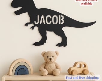Gepersonaliseerde metalen dinosaurus naambord muurdecoratie kinderkamer muurkunst babykamer
