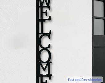 Cartello di benvenuto verticale in metallo, decorazione moderna per veranda, regalo di inaugurazione della casa