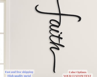 Custom Metal Word Sign: Vertical Cursive Script, Personalized Wall Art