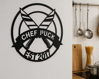 Custom Metal Kitchen Sign: Personalized Chef Decor