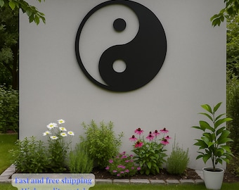 Yin Yang Metal Wall Art, Minimalist Round Decor, Indoor/Outdoor