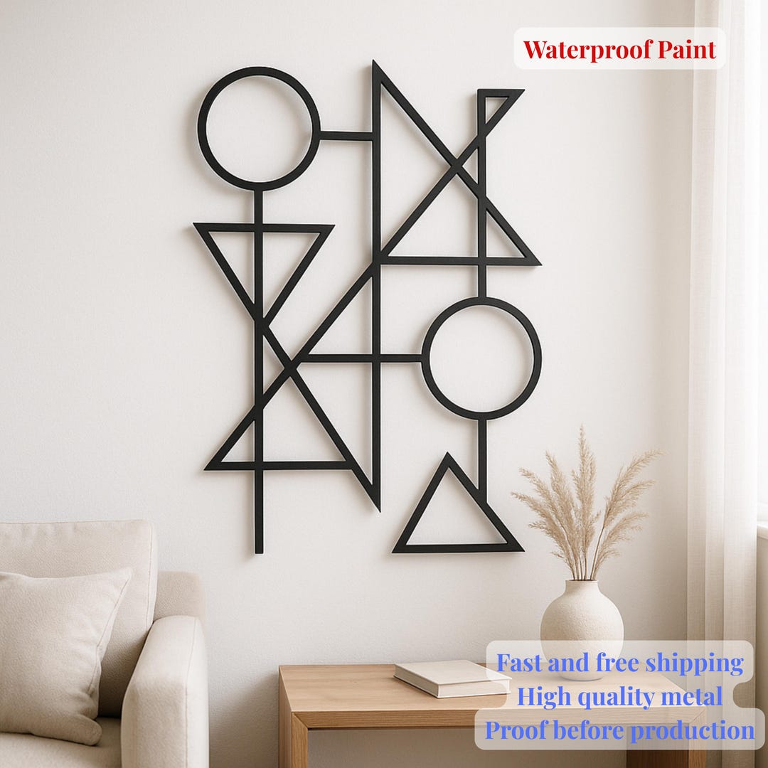 Black Metal Geometric Wall Art: Modern Abstract Sculpture - Etsy