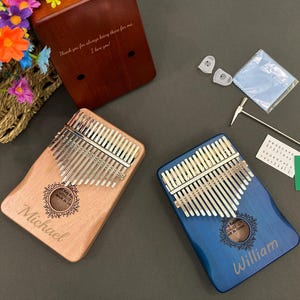 Personalized Wooden Kalimba with 17 Keys, Thumb Piano for Music Lovers, Perfect Gift with Music Sheet Included, Enhances Party Vibes