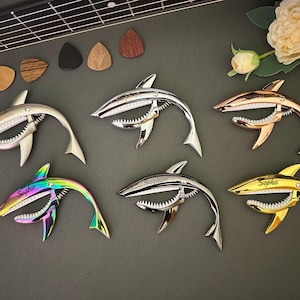 Personalized Shark Guitar Capo: Stainless Steel Engraving, Musician Gift