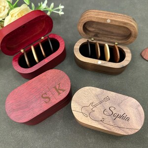 Custom Wooden Guitar Picks with Case, Engraved Guitar Plectrum Box, Guitar Lover Gift, Christmas Gift, Gift for Groomsmen
