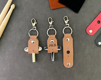 Soporte de cuero personalizado para llaves de batería: Regalo artesanal para bateristas