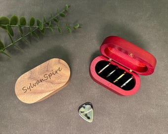 Juego de púas de guitarra personalizadas: caja para púas de guitarra personalizada, estuche de metal grabado para púas, regalo para amantes de la guitarra, regalo para músicos y guitarristas.