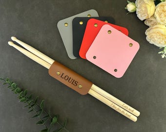 Personalisierte Trommelstöcke aus Ahornholz mit Ledertasche: Personalisierter Trommelstock und Box, besonderes Geschenk für Schlagzeuger, Musiker, Ehemann, Band