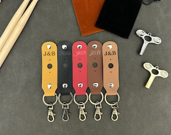 Soporte de cuero personalizado para llaves de batería: Regalo artesanal para bateristas, bolsa para llaves de batería, llavero para batería, accesorios para batería, regalo para bateristas, regalo para músicos.