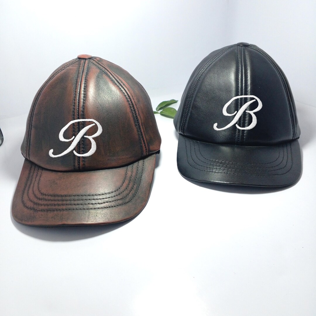 2 Pack Genuine Leather Ball Cap - Adjustable Baseball Hat Black & Bordo Color Genuine Leather Baseball Cap: Unisex Adjustable Hat, 20  main image 2