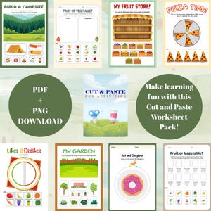 Cut and Paste Worksheets | Preschool & Kindergarten Activity Pack | Fun Printable Math - Craft PDF