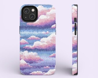 Pixelated Pastel Clouds Phone Case | Tough Phone Case