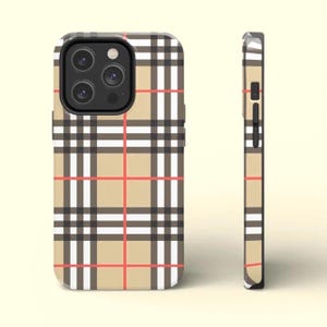 Beige Plaid Phone Case | Check Pattern Tough Phone Case