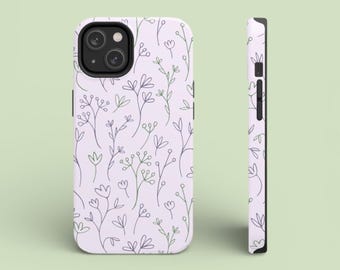 Handgezeichnete Wildblumen Handyhülle | Florale schlanke Schutzhülle