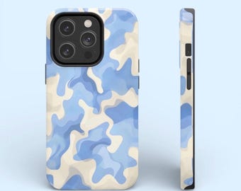 ブルーカモフラージュ柄タフフォンケース | ブルーカモフラージュ柄スマホケース