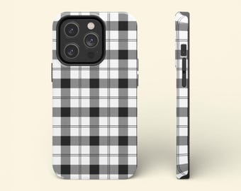 Black White Plaid Tough Phone Case | Buffalo Check Pattern, Protective Phone Case