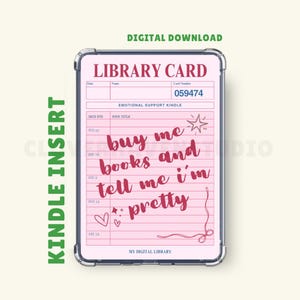 Library Card Kindle Insert: Guest Check Case, Digital Download (Printable Kindle Colorsoft, Paperwhite, Basic)