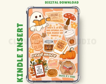 Fall Kindle Insert | Cozy Autumn Vibes | Spooky Halloween | Sticker Collage | Clear Case Insert | Kindle Printable | Digital Download