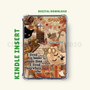 Halloween Inspired Kindle Insert | Kindle Printable | Clear Case Insert | Kindle Stickers | Pumpkin Spice | Autumn Cozy Vibes | Fall Theme