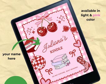 Custom Name Kindle/Kobo Lockscreen: Pink Wallpaper, Kindle Colorsoft, Kobo Libra/Clara Colour (Personalized Screensaver)