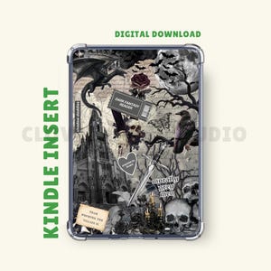 Dark Fantasy Kindle Insert: Clear Case Insert, Romantasy Gothic Fantasy, Digital Download  (Printable Kindle Colorsoft, Paperwhite, Basic)
