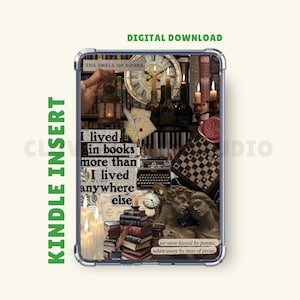 Dark Academia Kindle Insert: Clear Case Insert, Kindle Printable, Kindle Cover, Kindle Sticker, Digital Download