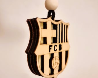 Colgante FC Barcelona · Efecto 3D · Hecho a mano en madera FSC