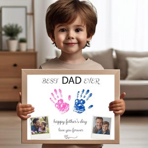 Custom Father’s Day Gift |  Father's Day Handprint Gift | Father's Day Printable |  Kids DIY Craft | Fathers Day Gift from Son Daughter Kids