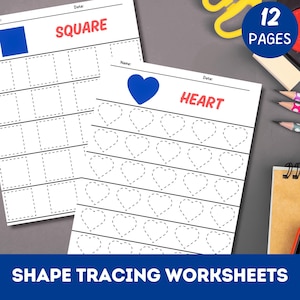 Shapes Tracing Worksheets For Kids | Printable Preschool Basic Tracing Shape Pages | Homeschooling Kindergarten Classroom Activity