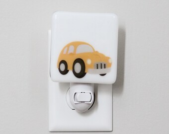 Car Fused Glass Nightlight | Nursery | Baby Shower Gift | Yellow Nightlight | Kids Nightlight