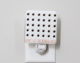 Don't Let The Bedbugs Bite Fused Glass Nightlight Nursery Baby Shower Gift