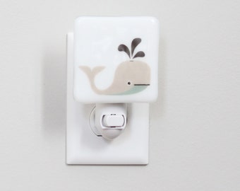 Whale Fused Glass Nightlight | Kids Nightlight | Underwater Nursery | Gender Neutral Nursery | Baby Shower Gift | Nursery Nightlight