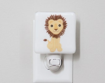 Lion Fused Glass Nightlight | Nursery | Baby Shower Gift | Yellow Kids Nightlight |  Gender Neutral Nightlight | Modern Nightlight | Jungle