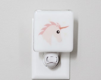 Unicorn Fused Glass Nightlight | Pink Nightlight | Kids Room Decor | Nursery Decor | Little Girls Room |