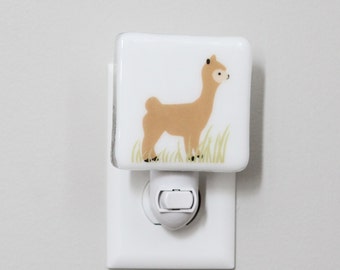 LLama Fused Glass Nightlight | Nursery | Baby Shower Gift | Kids Nightlight |  Gender Neutral Nightlight | Modern Nightlight | Alpaca