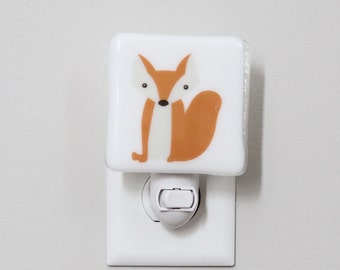 Fox Fused Glass Nightlight | Woodland Creature | Kids Room Decor | Fox Nightlight | Fox Nursery | Baby Shower Gift