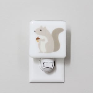 Squirrel Fused Glass Nightlight Nursery Baby Shower Gift Kids Gender Neutral Nightlight Squirrel Nightlight Animal Nightlight image 1