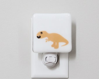 Orange T-Rex Dinosaur Fused Glass Nightlight | Nursery | Baby Shower Gift |  Boy Nightlight | Orange Kids Nightlight |  Tyrannosaurus Rex