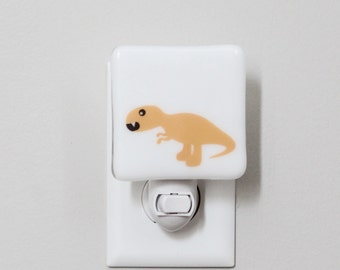 Orange T-Rex Dinosaur Fused Glass Nightlight | Nursery | Baby Shower Gift |  Boy Nightlight | Orange Kids Nightlight |  Tyrannosaurus Rex