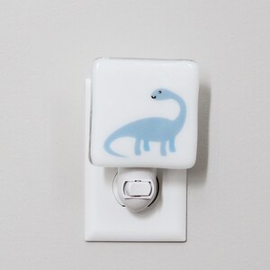 Blue Brontosaurus Dinosaur Fused Glass Nightlight | Nursery | Baby Shower Gift | Little Boy Nightlight | Blue Kids Nightlight