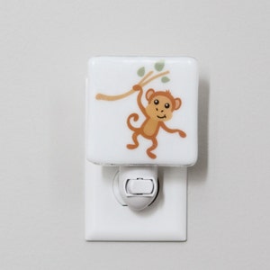 Monkey Fused Glass Nightlight | Nursery | Baby Shower Gift | Kids |  Gender Neutral Nightlight | Modern | Baboon | Chimp | Chimpanzee